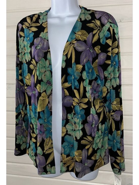 Ronni Nicole Sweaters - VTG NWT Ronni Nicole Sz LARGE Tropical Floral Open Front Jacket Cardigan TRAVEL
